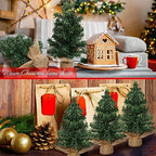 Yinder Tabletop 12 Pcs Mini Christmas Tree 7.87 Inch Artificial Mini Xmas Miniature Pine Christmas Tree with Linen Base for Xmas Holiday Decorations Indoor Home Kitchen Dining Table - Image 5