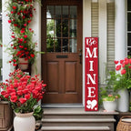 SRongmao Valentine's Day Porch Sign Vertical Be Mine Wooden Front Porch Decor Standing Rustic Valentine's Day Heart Outdoor Indoor Porch Decor for Farmhouse Door Hanging Decoration 8x48inch - Image 5