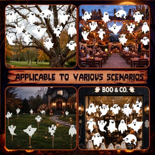 RattanView 12 Pcs Large Outdoor Halloween Hanging Ghost Decor - Image 5