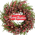 idyllic 24 inch Artificial Christmas Wreath Winter Front-Door Wreath with Pine Cones Red Berry Bells， Full Decoration Wreath for Indoor Outdoor Farmhouse Home Wall Window Festival Wedding Decor by idyllic