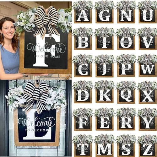 16'' Personalized Last Name Welcome Sign, Door Wreaths for Front Door Outside, Spring Wreath for Front Door Decor, Farmhouse New Home Gifts for Home (T) - Image 2