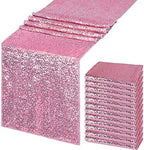 Rose Pink Sequin Table Runner 12 Pack 12''x108 Glitter Table Runner by WISPET