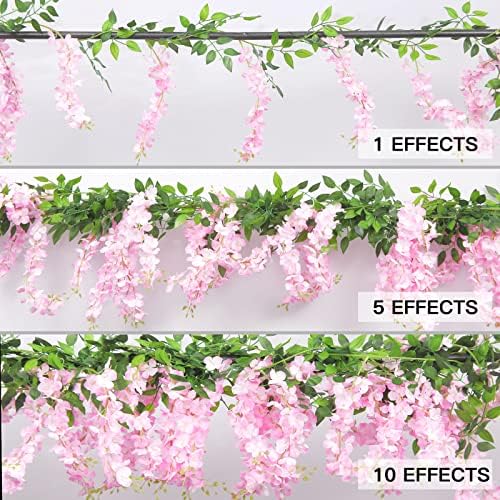 U'Artlines 10Pcs 7.2 Ft/Piece Artificial Wisteria Garland Pink - Image 4