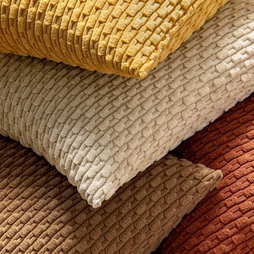 MIULEE Euro Sham Fall Decorative Throw Pillow Covers 24x24 Rust Corduroy - Image 5