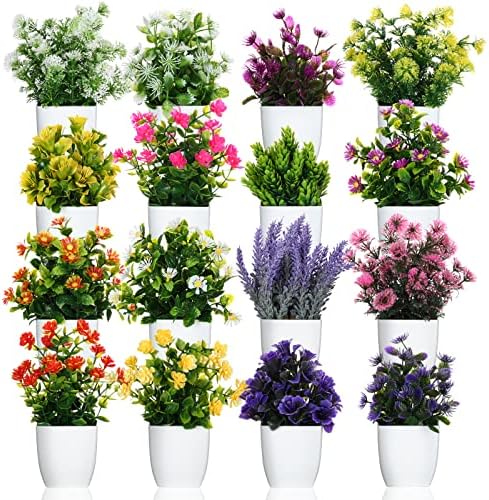 Cindeer 16 Pcs Small Fake Plants Artificial Potted Plants by Cindeer