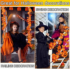 Tuanse 12 Pack Fall Decoration for Home Halloween Garland with Lights Maple - Image 7