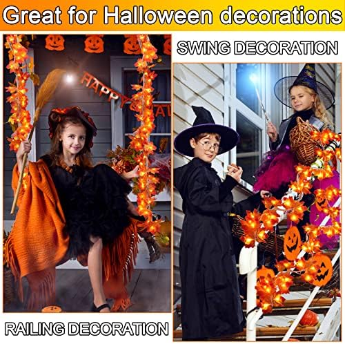 Tuanse 12 Pack Fall Decoration for Home Halloween Garland with Lights Maple - Image 7