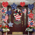 RattanView 12 Pcs Large Outdoor 4th of July Hanging Decor Patriotic Tree Ornaments 12'' and 10'' Red White Blue Plastic Tags with String Lawn Yard Garden for Independence Day 250th Anniversary Decor by RattanView