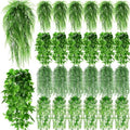 Daifunli 48 Pcs Artificial Hanging Plants Fake Hanging Ferns Plastic Fake Plants for Wall Room Garden Garland Indoor Outdoor Decor No Basket (Boston,Eucalyptus,Ivy Vine,String of Pearls) by Huiinen