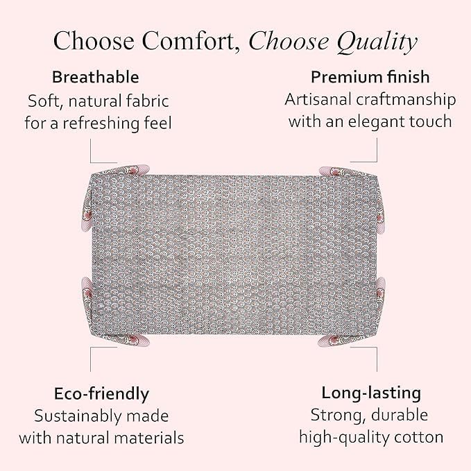 CPC Tablecloth 100% Cotton 80x120 Inch Indian Block Print Rectangle Table Cover, Blue Table Cloth for Weddings, Spring/Summer, Barbeque - Labra Grey - Image 6