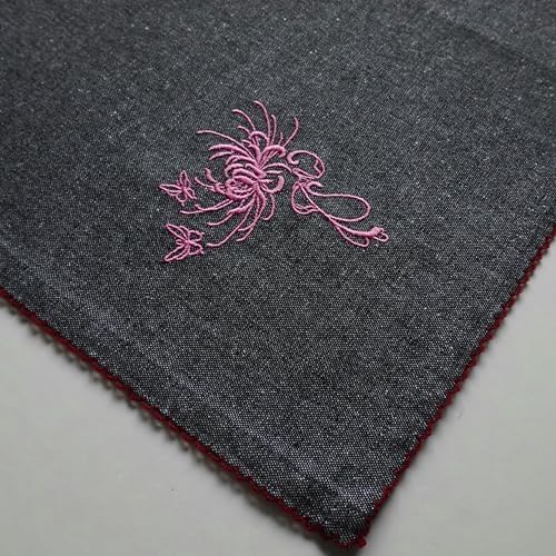 Luxury Embroidered Cloth Napkins – Coal Flame, Set of 6, 18x18 | Charcoal Dinner Napkins with Pink Floral Motif | Elegant Cotton Blend Table Napkins for Christmas, New Year & Formal Dining - Image 6
