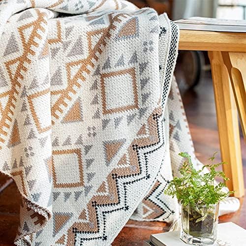 Boho Throw Blanket, Knitted Brown Tassel Throw Blankets, Soft Lightweight Vintage Tan Throw Blanket for Sofa Couch Bed and Living Room- All Seasons (50x60 Inch) - Image 2