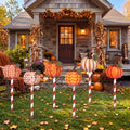 6 Pcs Fall Pumpkin Metal Garden Stakes 17.4" Outdoor Pumpkins by Otoolling