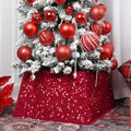 Red Christmas Tree Collars for Atificial Trees,24 Inch Sparkling Sequins Christmas Skirt, Base Cover,Holiday Home Decor Ring(Medium) by SunshineDecor
