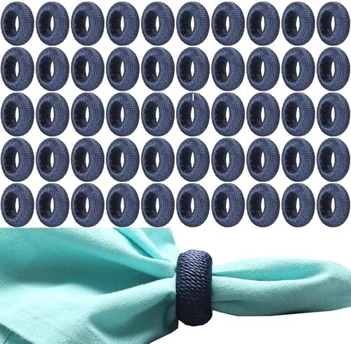 Alpha Living Home Woven Napkin Rings, 50-Pack, Navy Blue by ALPHALivingHOME