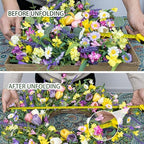 LLZLL Spring Wreath 22 inch Indoor Summer Wreaths Artificial Spring Wreaths for Front Door, Tulip Wreath with Daisy and Lavender for Home Holiday Decor - Image 6