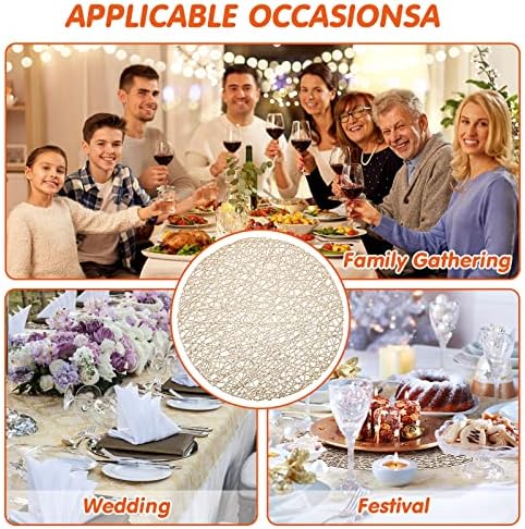 Sieral 60 Packs Round Placemats 15 Inch Hollow Out Pressed Vinyl,Gold - Image 6