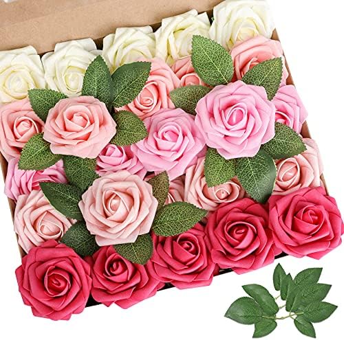 AmyHomie Seriesa Red Rose 100pcs Real Looking Artificial Flowers w/Stem by AmyHomie