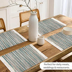 Hausattire Woven Jute Placemats, Teal, Set of 4 - Image 2