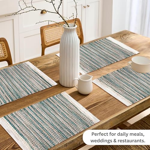 Hausattire Woven Jute Placemats, Teal, Set of 4 - Image 2