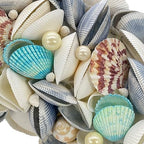 Galt International 18" Nautical Seashell Wreath, Blue | Coastal Beach Floral Home Decor Indoor Outdoor Real Starfish Pearl Seashells - Image 7
