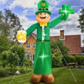 12 Ft St Patricks Day Decorations Inflatable Leprechaun, Blow up Leprechaun Hold Shamrocks Beer Build-in LED Light for Yard Garden Decorations, Indoor and Outdoor Theme Party Yard, Garden, Lawn Decor by TURNMEON