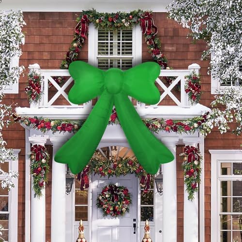 Christmas Inflatables Lighted Yard Lawn Inflatable Decoration with Built-in Fan and Stakes Ropes Holiday Party Decor, Christmas Decor (7FT-Green Bow) by FARONZE