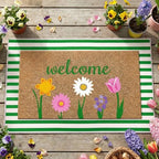 Moucuny 2 Pcs Spring Doormat Outdoor, Flower Theme, Non-Slip by Moucuny