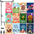 12 Double Sided Seasonal Garden Flags 12x18in Yard Flags with Stand by Unknown