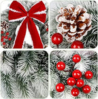 ATDAWN 3 Pcs Mini Christmas Wreath, 15 Inch Outdoor Lighted Christmas Wreath for Front Door, Xmas Wreath for Holiday Christmas Party Decorations - Image 3