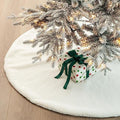 Glitzhome 48”D White Faux Rabbit Fur Christmas Tree Skirt,Rustic Xmas Tree Skirt for Christmas Home Party Holiday Decorations by Glitzhome