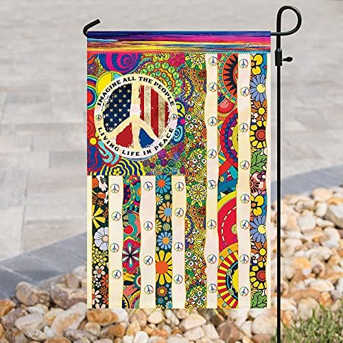 Flags-People Living Life In Peace Hippie Flag PSL318F, Garden Flag (11.5" x 17.5")-USA House Garden Flags Premium Polyester-Decorative Outdoor Flags - Image 2