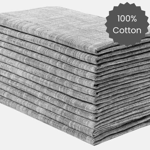 Cotton Clinic 12 Pack Farmhouse Style Slub Textured 18x18 Cloth Dinner Napkins, 100% Cotton for Everyday Use and Events - Soft and Durable Cocktail Napkins, Wedding Dinner Napkins, Grey - Image 3