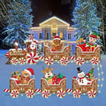 Wettarn 6 Pcs Christmas Train Yard Signs with LED Lights Stakes,Santa by Wettarn