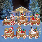 Wettarn 6 Pcs Christmas Train Yard Signs with LED Lights Stakes,Santa by Wettarn