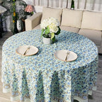 Ridhi Block Print Round Tablecloth Laurel Army Green 60 Inch 100% Cotton - Image 3