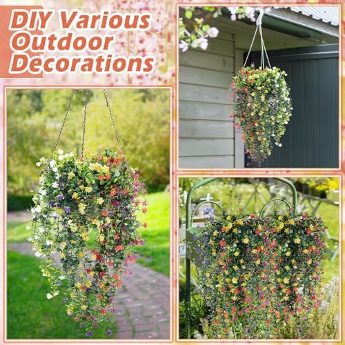 Hotop 6 Pcs Artificial Hanging Plants Ivy Vine with Flowers, Mixed Colors - Image 4
