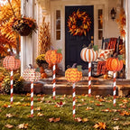 6 Pcs Fall Pumpkin Metal Garden Stakes 17.4" Outdoor Pumpkins - Image 4
