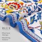 FINGERCRAFT Cloth Napkins Set of 12 Cotton Linen, 20x20 Inch, Blue Floral - Image 3