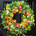 Spring Summer Wreaths for Front Door Outside 24 Inch, Summer Wreath Outdoor with Lotus and Berries, Green Floral Door Wreath for All Season Home Wall Wedding Farmhouse Holiday by SoomeirWreath