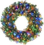 Casafield 36" Pre-Lit Fir Artificial Christmas Wreath Holiday Décor, 150 LED White & Multicolor Lights, 270 PVC Tips for Front Door, Window, or Mantel by Casafield
