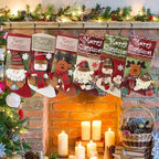Foaincore Vintage Christmas Stocking 6 Pack 18 Inches with 6 Pieces Zinc Alloy Stocking Holders Fireplace Adjustable Holders for Family Holiday Mantel(Reindeer) by Foaincore