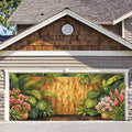 6X13FT Summer Bamboo Fence Tropical FlowersGarage Door Cover Decorations Tropical Leaves Garage Door Banner for Outdoor Indoor Summer Party Photography Backdrop by ANNAQUEEN