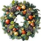 WANNA-CUL Pre-Lit 20 Inch Copper Gold Christmas Wreath for Front Door by WANNA-CUL