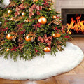 AerWo Christmas Tree 60 inches White Plush Skirt Decoration for Merry Christmas Party, High-End Soft Classic Fluffy Faux Fur Christmas Tree Skirt Decorations for Xmas Tree Decorations and Ornaments by AerWo