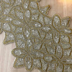Enliven Handmade Table Runner, Beaded Table Runner, Gold and Clear Silver Bead Runner, 12.5x34.5inch - Image 3