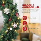 VINGLI 36 Inch Christmas Door Wreath Decorations with 100 Lights and 300 PVC Branches, Pre-lit Artificial Christmas Wreath for Front Door, Xmas Wreath w/Bow, Pine Cones, Ornaments (Plug-in) - Image 4
