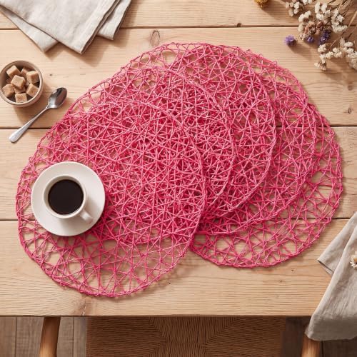 Threehoney Paper Braided Round Placemats, Set of 24, Rose Red, 13 in - Image 6