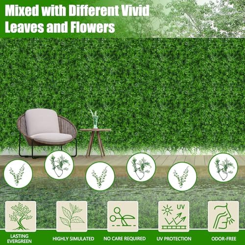 8Pcs Artificial Grass Wall Panels,20"x20" Boxwood Wall Panels - Image 3