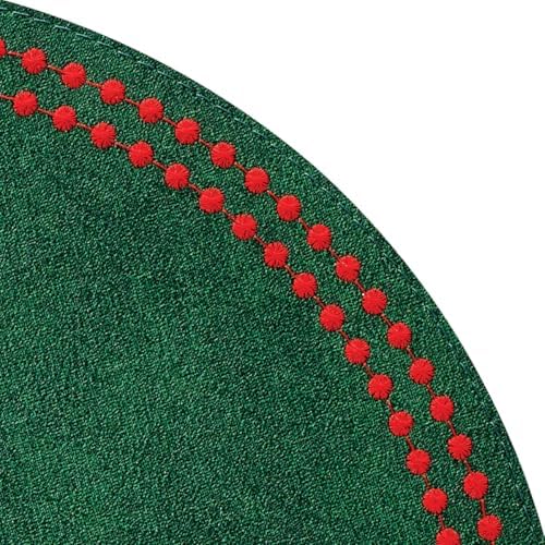 Bodrum Pearls Round Embroidered Placemats Set of 4 – 15" Elegant Table Mats for Dining, Weddings & Special Occasions, Decorative, Wipe-Clean Vinyl Placemats, Forest/Red - Image 2